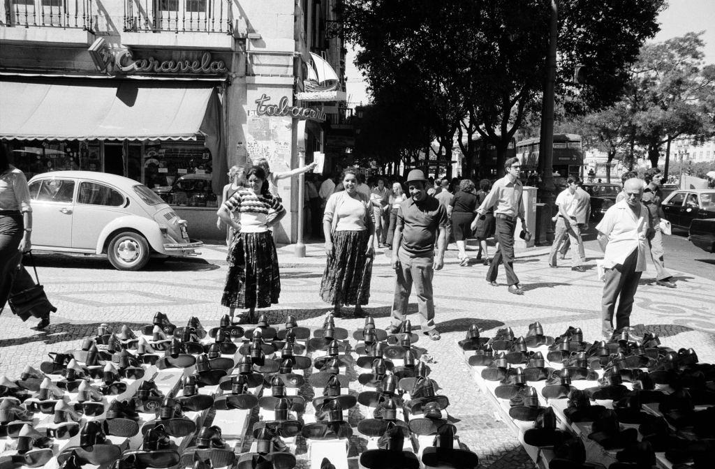 Shoe rack in Lisbon after the failed right-wing coup attempt on August 27, 1974, Portugal.