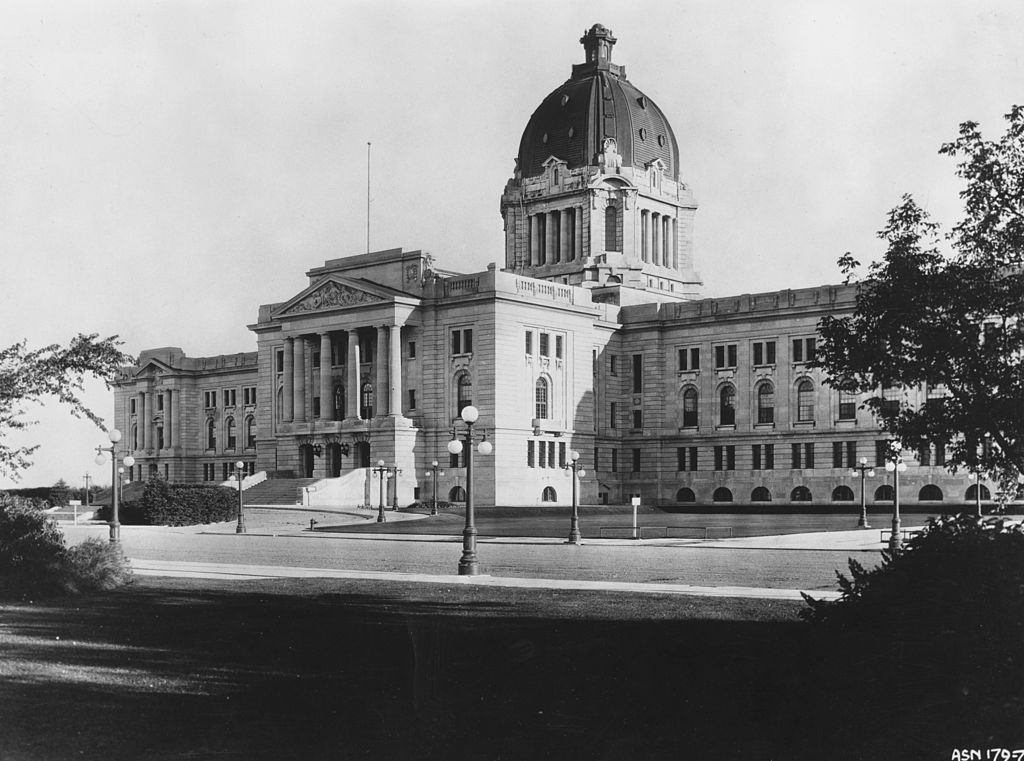 The parliament buildings in Regina, Saskatchewan, 1920s.