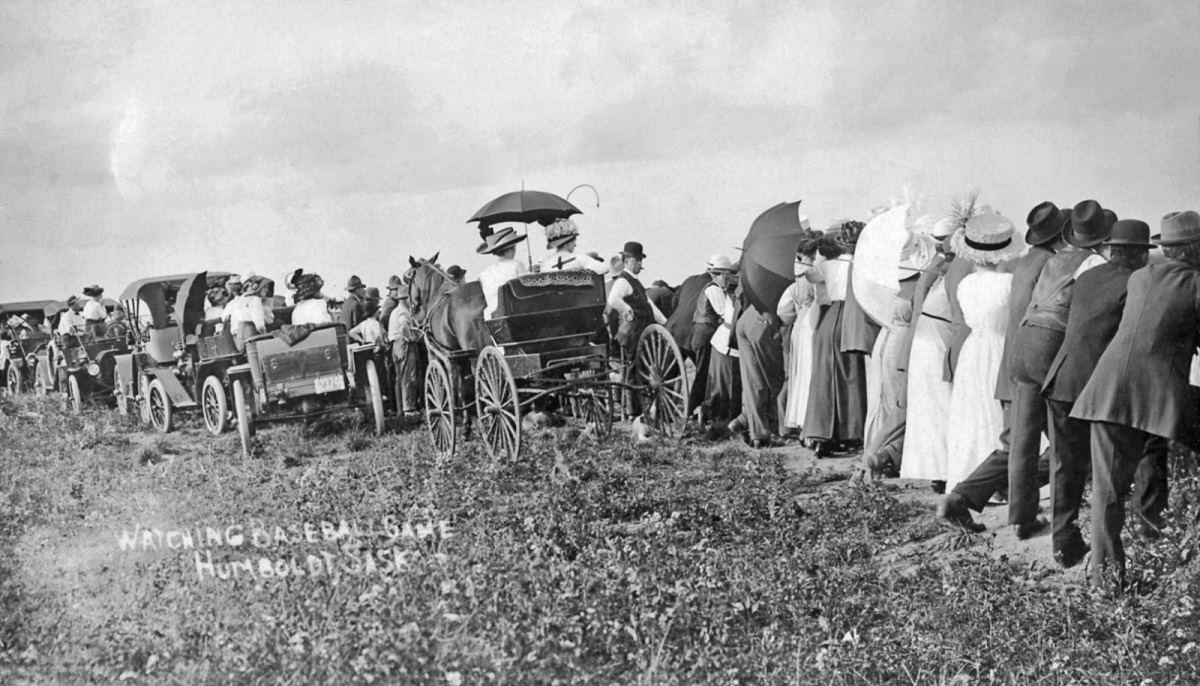 Watching baseball game, Humboldt, Saskatchewan, 1912