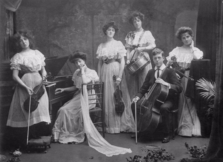 Members of the Mather family with instruments, c.1910.