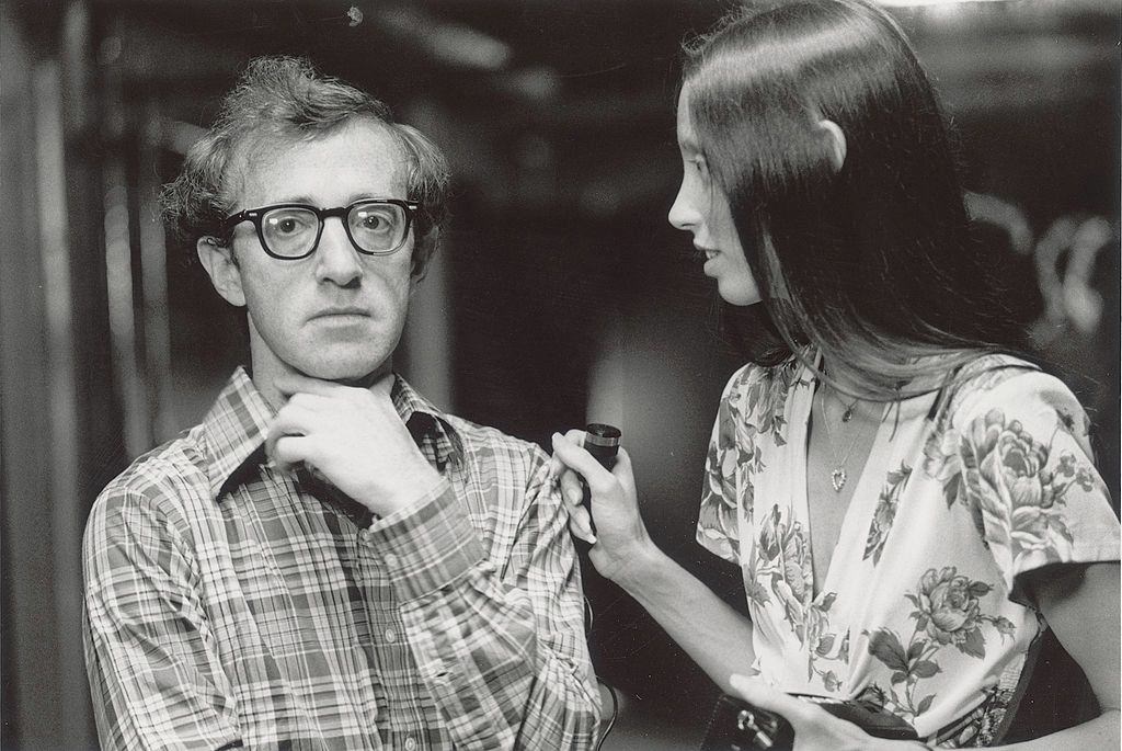 Shelley Duvall with Woody Allen on the set of his film 'Annie Hall,' 1977.