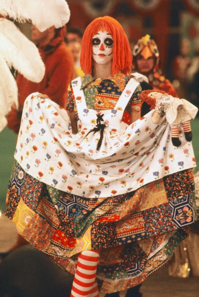 Shelley Duvall dressed as a rag doll  in a scene from 'Brewster McCloud', 1969.