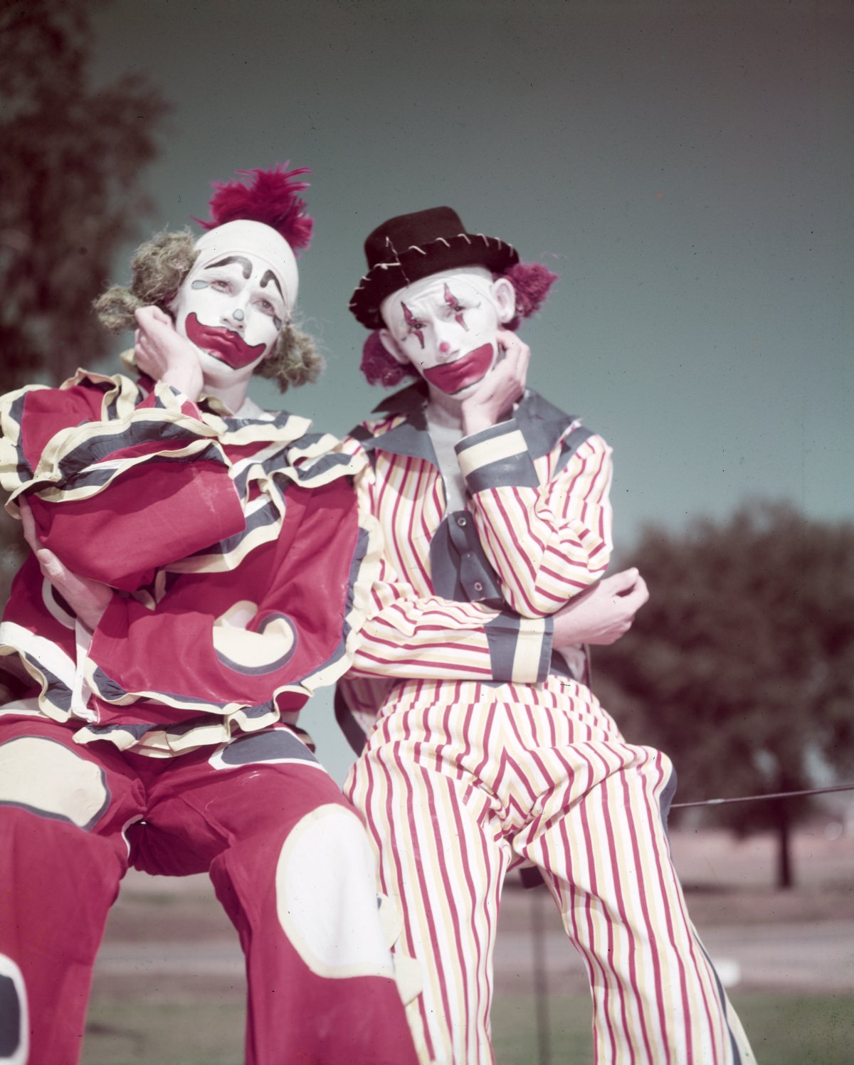 lorida State University Flying High Circus performers dressed as clownsRed, 1950