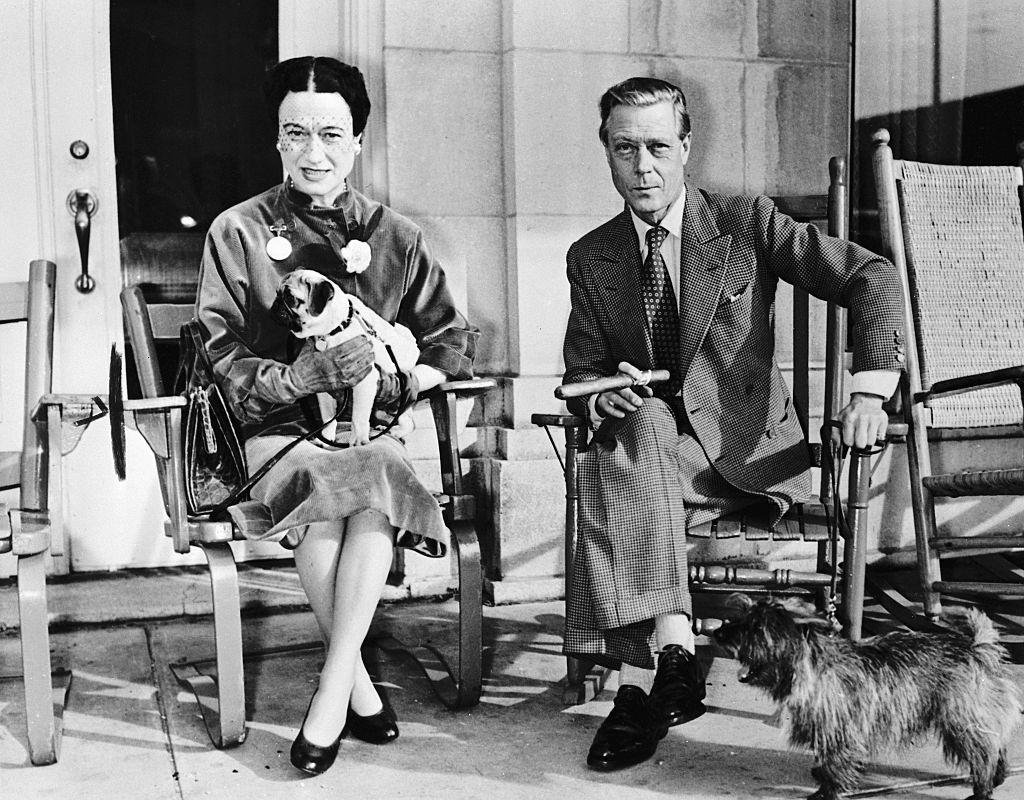 The world famous Duke and Duchess of Windsor relax here on the porch of a hotel in Waycross, Georgia, during a breakfast stop on their way to Tallahassee, Florida. T