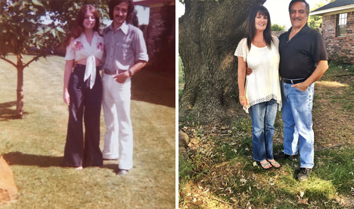 A couple in 1975 and in 2016