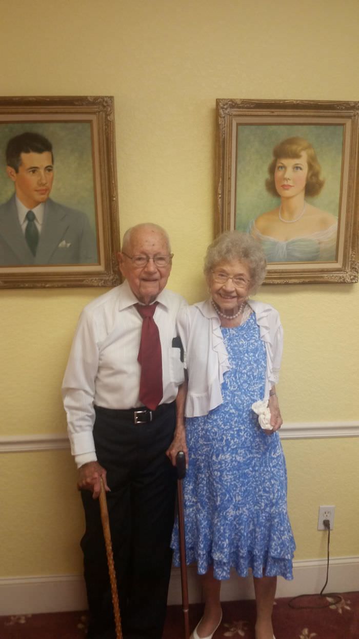 A couple on their 77th wedding anniversary