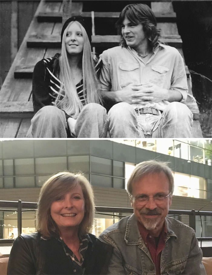 A couple after 40 years later - and that’s original high-school jeans jacket