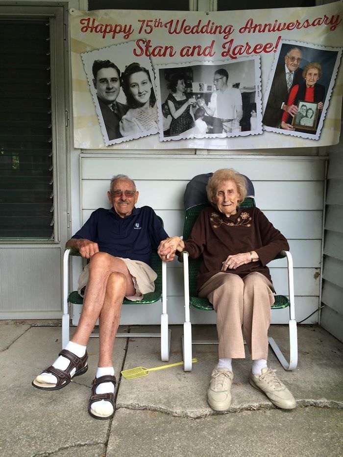 A couple celebrated their 75th wedding anniversary