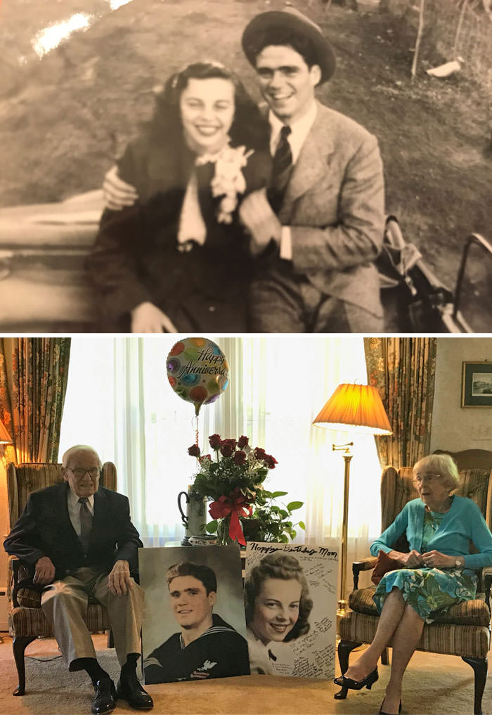 70th anniversary wedding day photo, and today