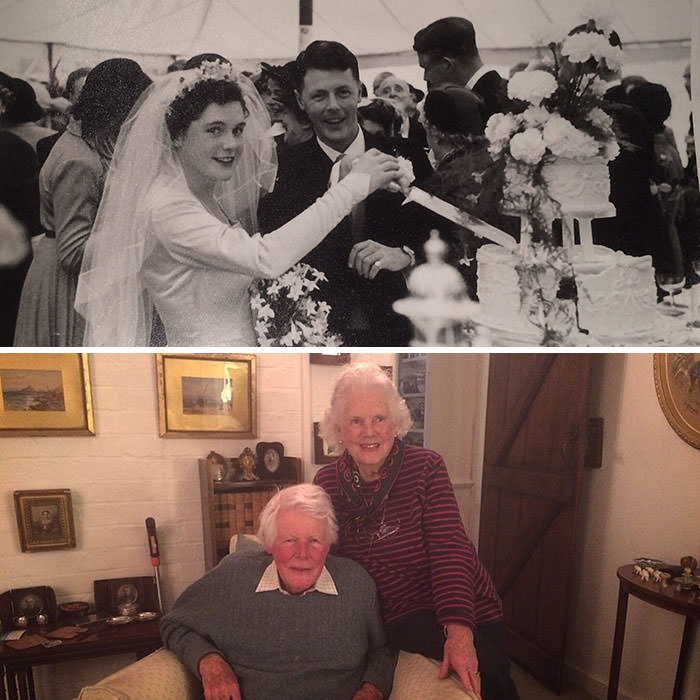 A married couple for 66 years on their anniversary.