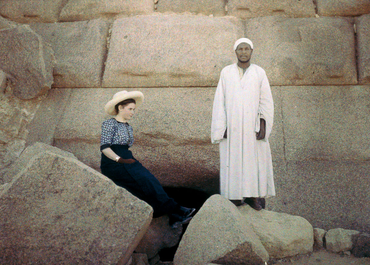 At the entrance to the Pyramid of Menkare. 1913