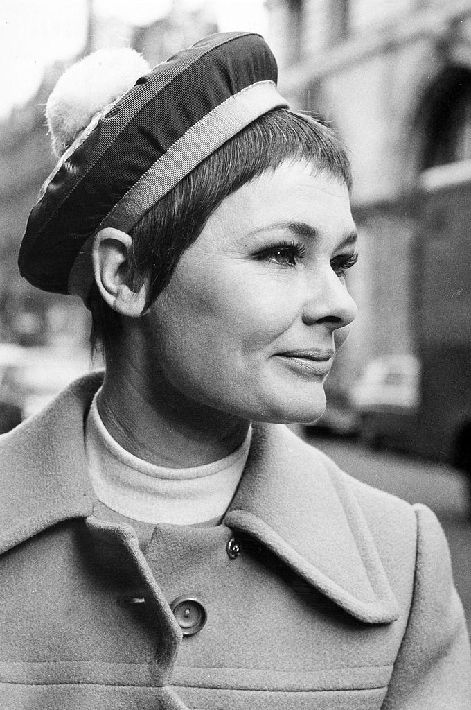 Judi Dench wearing a fashionable Christian Dior designed beret, February 1968.