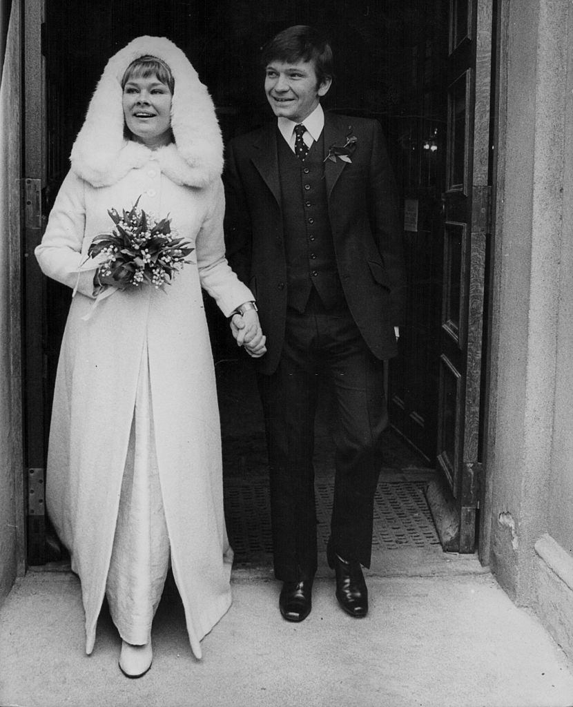 Judi Dench and Michael Williams getting married at St Mary's Roman Catholic Church, Hampstead, London, February 5th 1971.