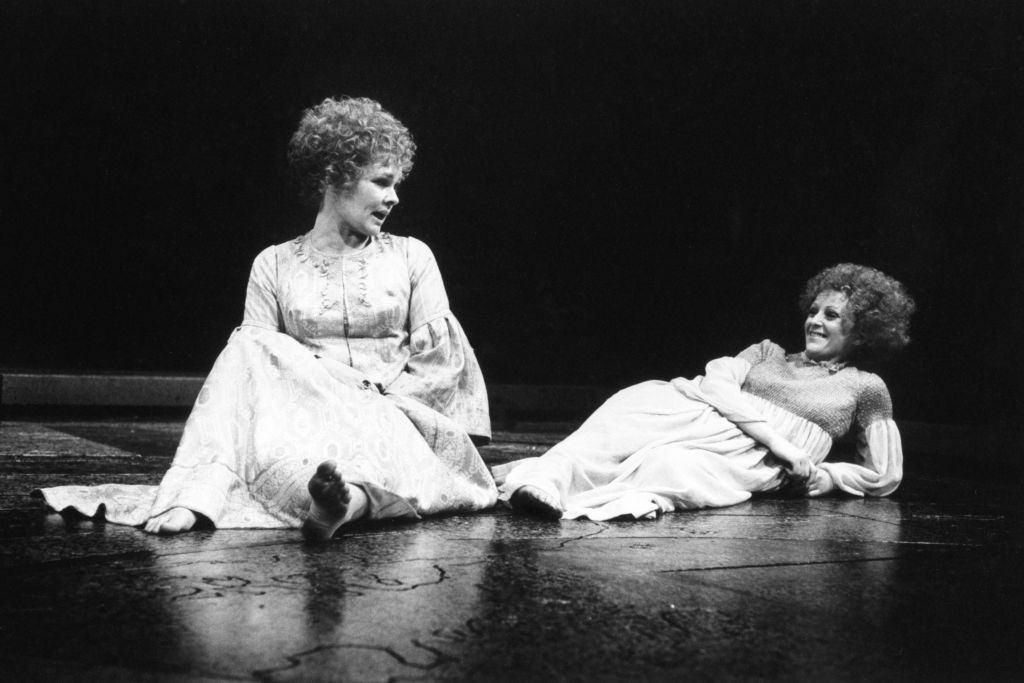 Judi Dench with Polly James in The Merchant of Venice, 1971.