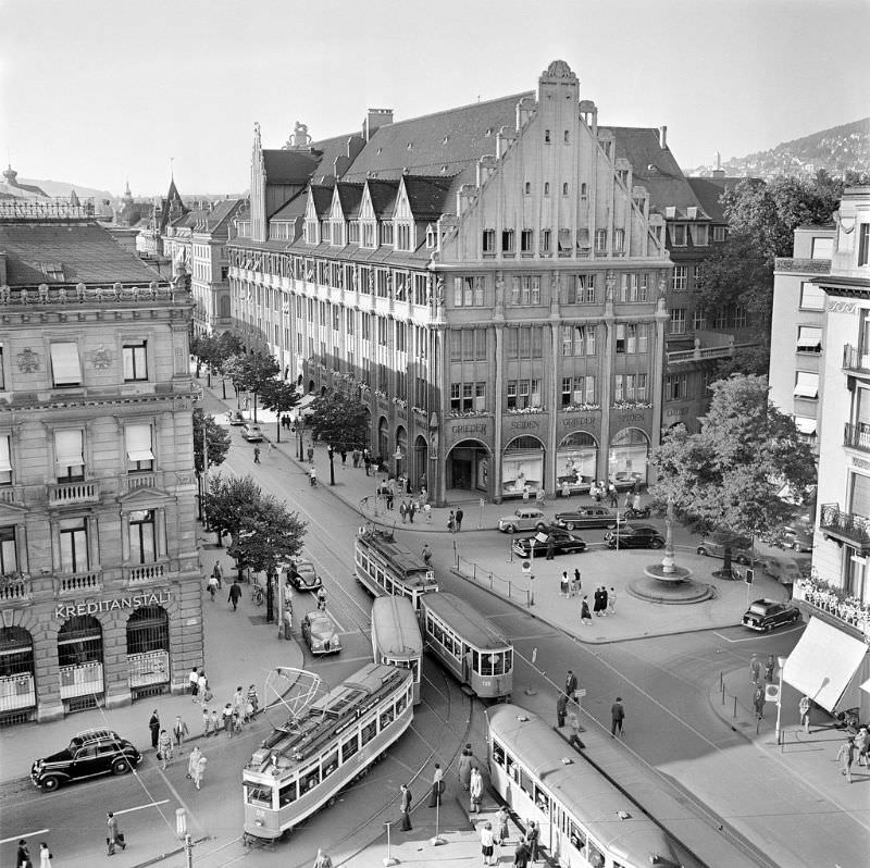 The Paradeplatz, Zürich, circa 1950