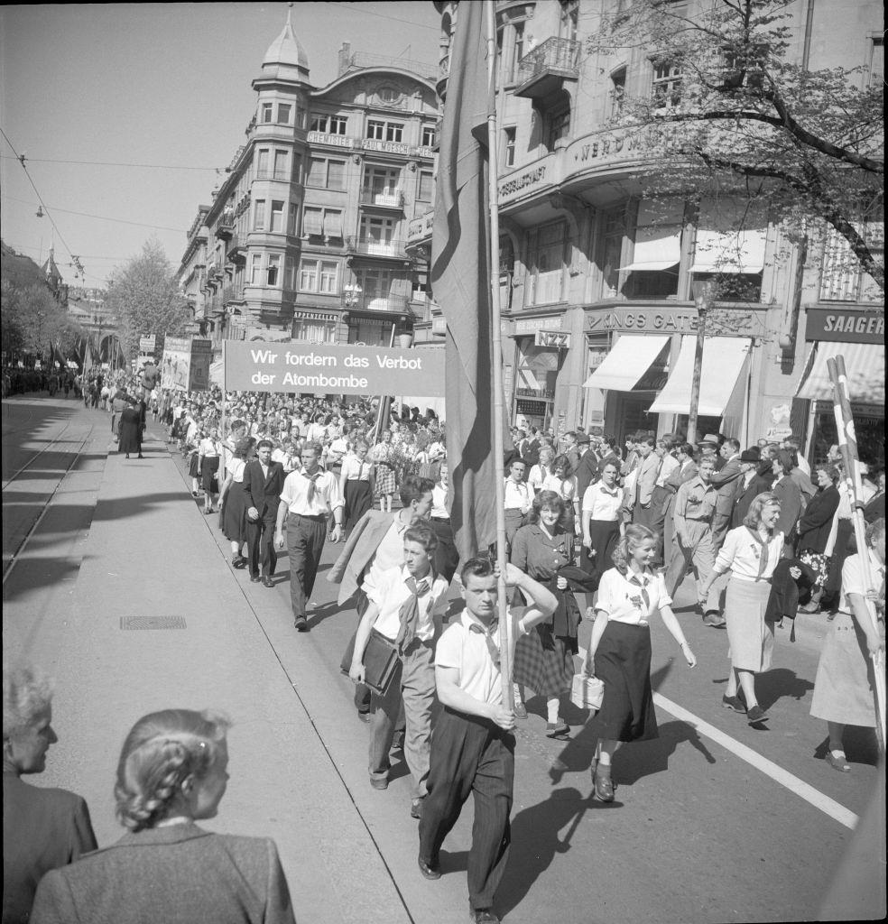 Youth at May Day rallies in Zurich 1950.