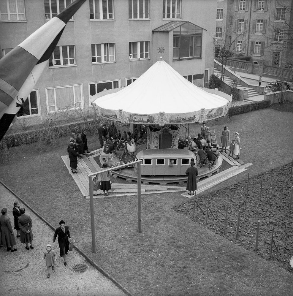Merry-go-round at jubilee of nurse school, Zurich 1951.