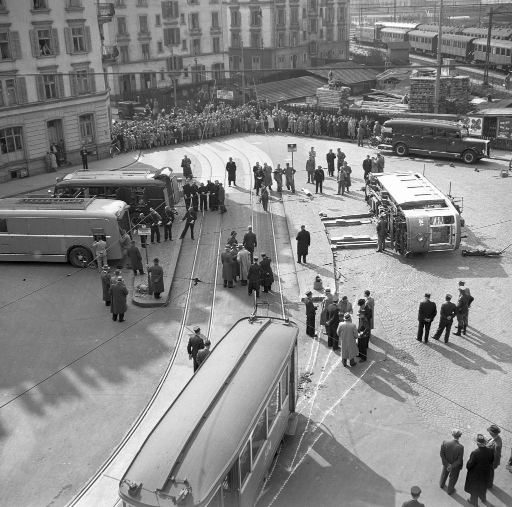 Tramway Accident in Zurich, 1952.