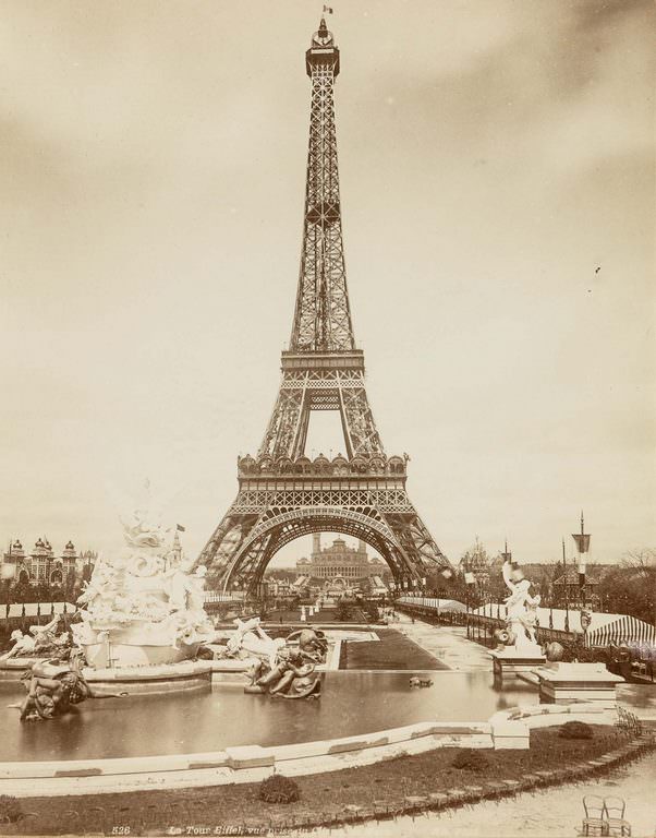 The Eiffel Tower viewed from the Champ du Mars.