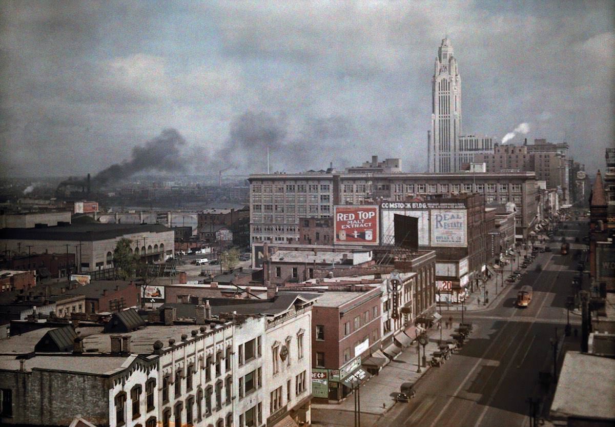 A view of the main street in the downtown area of Columbus, Ohio.