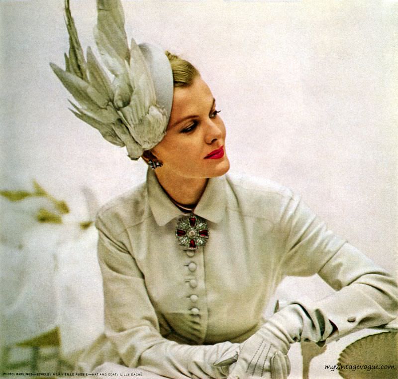 Model wearing hat and coat both, 1948