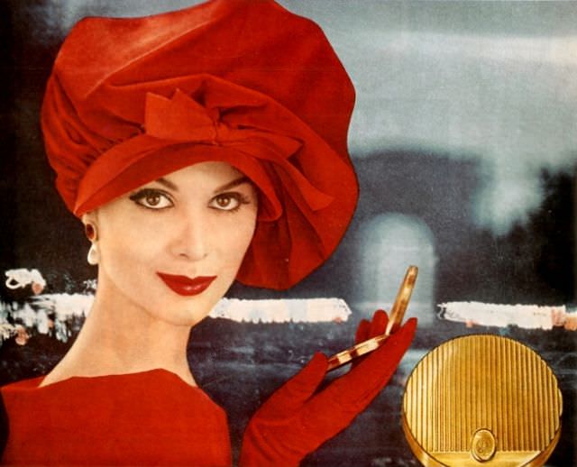 Isabella Albonico in Lilly Daché hat, 1958