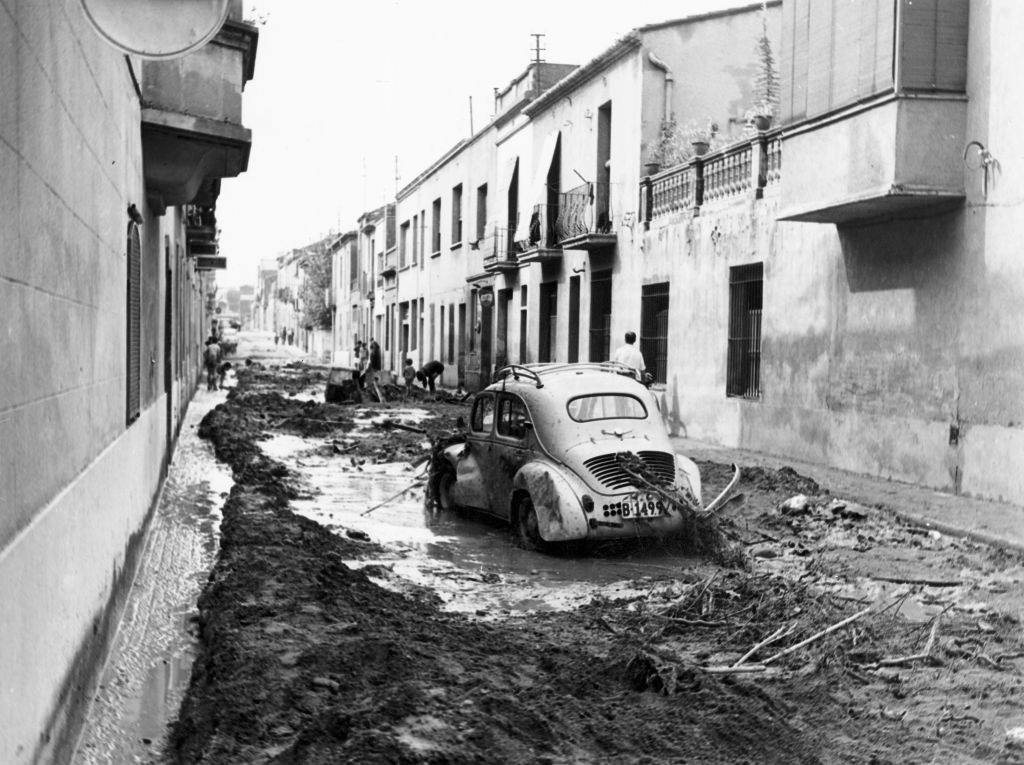 The aftermath of severe flooding in Barcelona, 26th September 1962.