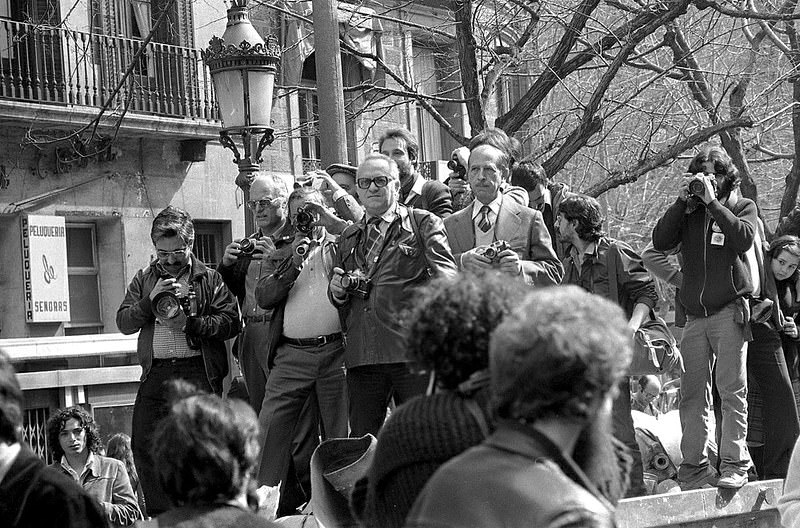 Photographers in the anti-nuclear manifestation. Barcelona, 1979.