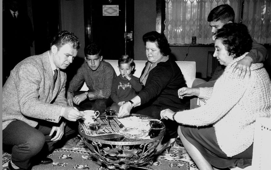 Hungarian soccer player Ladislao Kubala with his family in Barcelona, 1972.