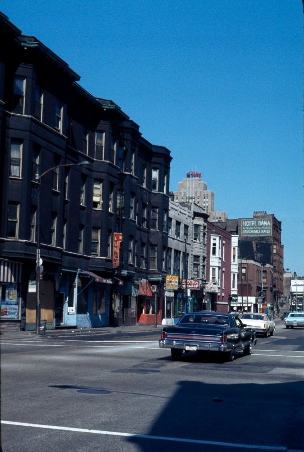 West side of North State Street, looking north from West Ontario Street, 1976
