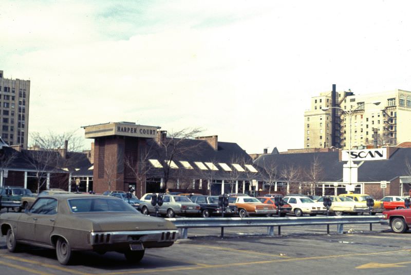Harper Court, a development project that included clusters of small businesses and artisan shops, located on South Harper Avenue between 53rd and 52nd Streets, 1978