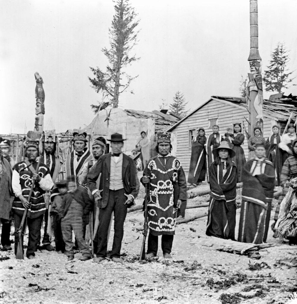 Inhabitants of the Tlingit village of Tongass, Alaska, 1868.