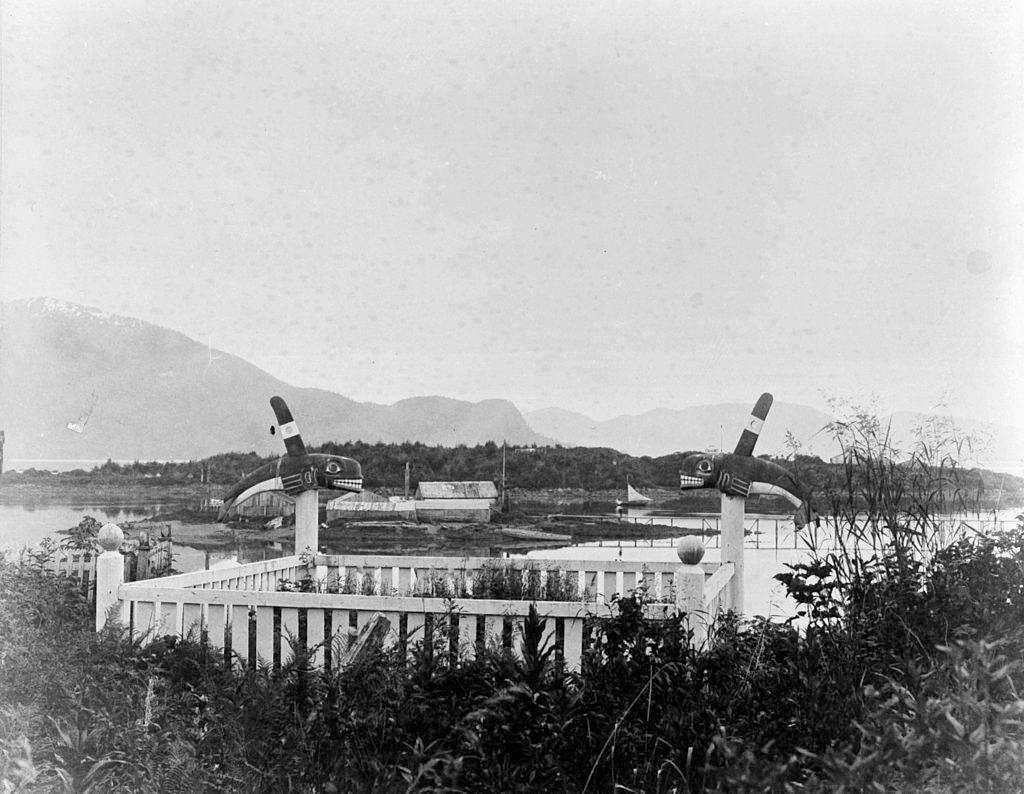 Indian Grave and Totems near Ft Wrangel, Alaska, 1860s.