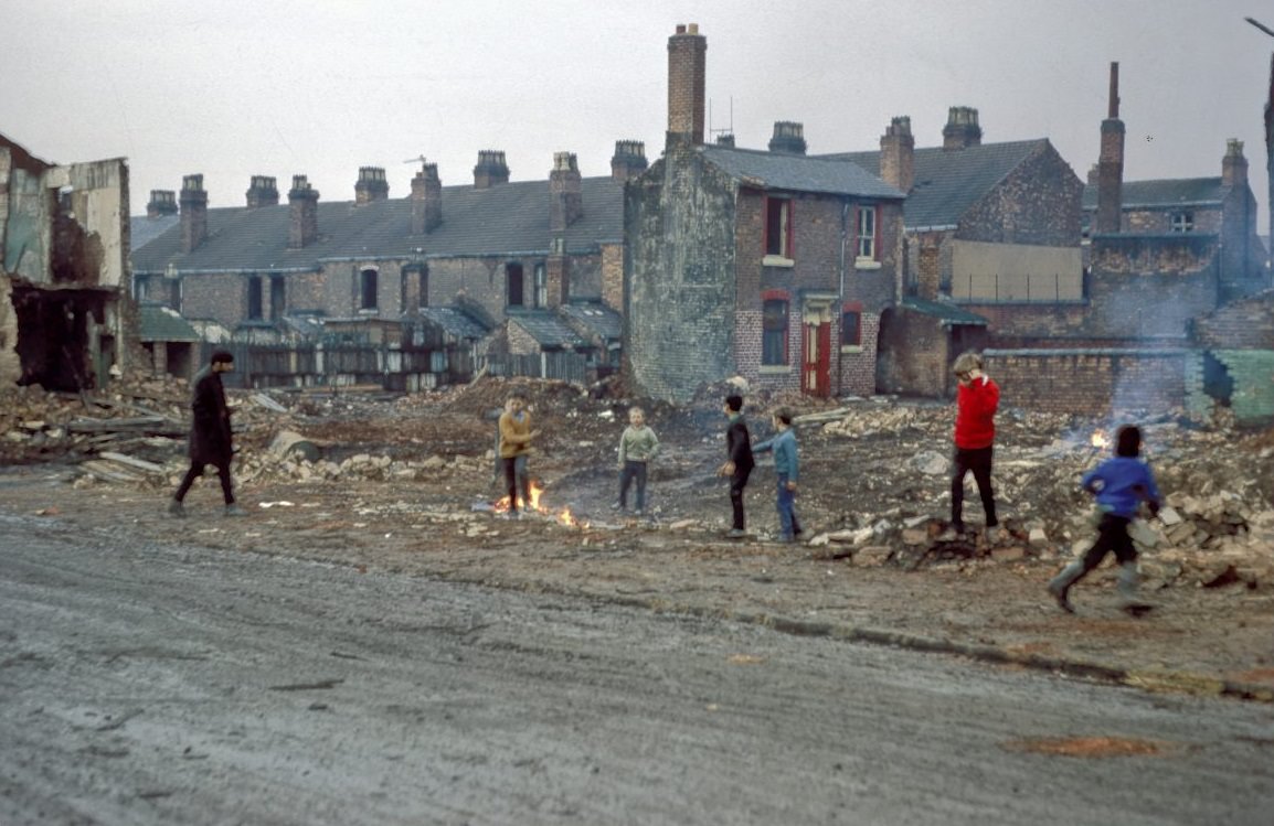 Demolition of terrace houses, Anderton Street, off Shakespeare Road, Ladywood and children playing – 1968