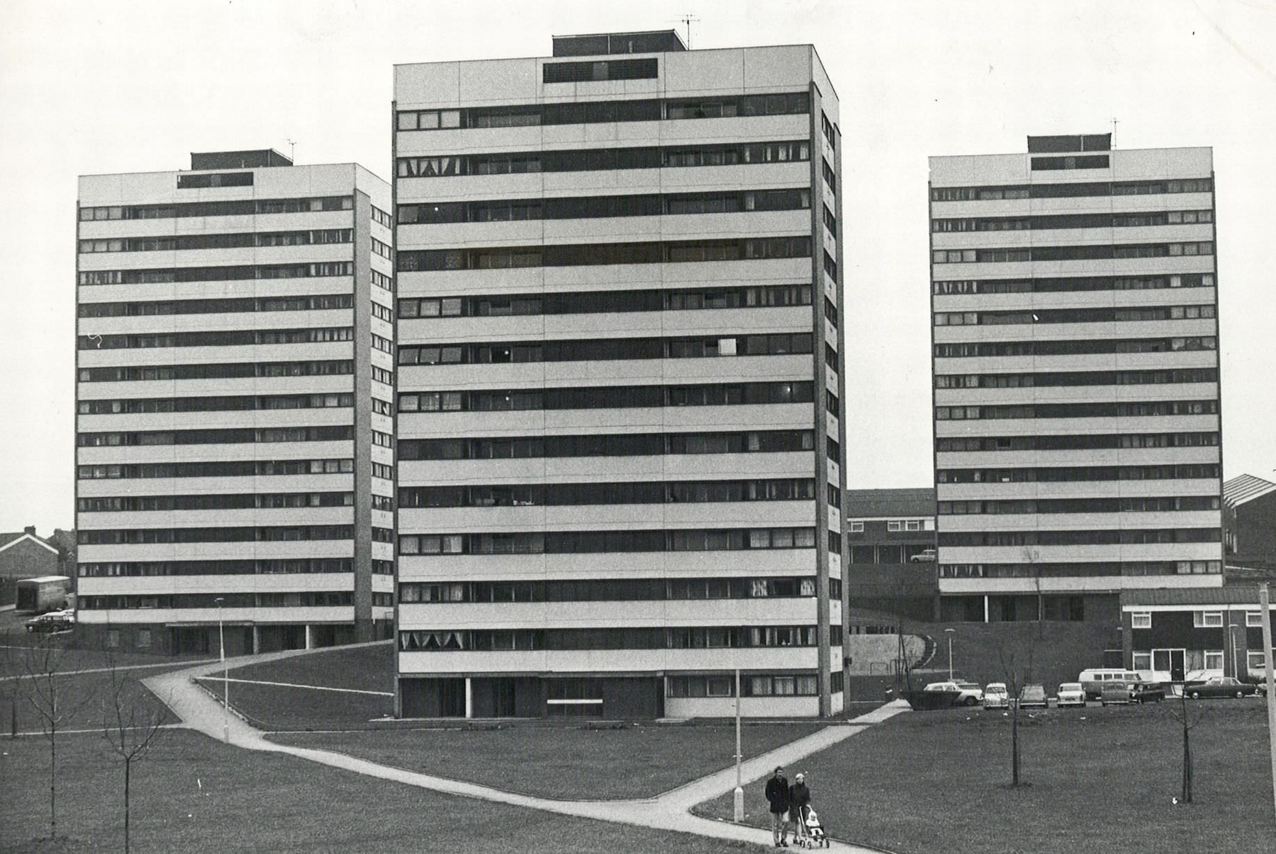 Flats at Stechford, with Giles Close House in the centre, in 1961.