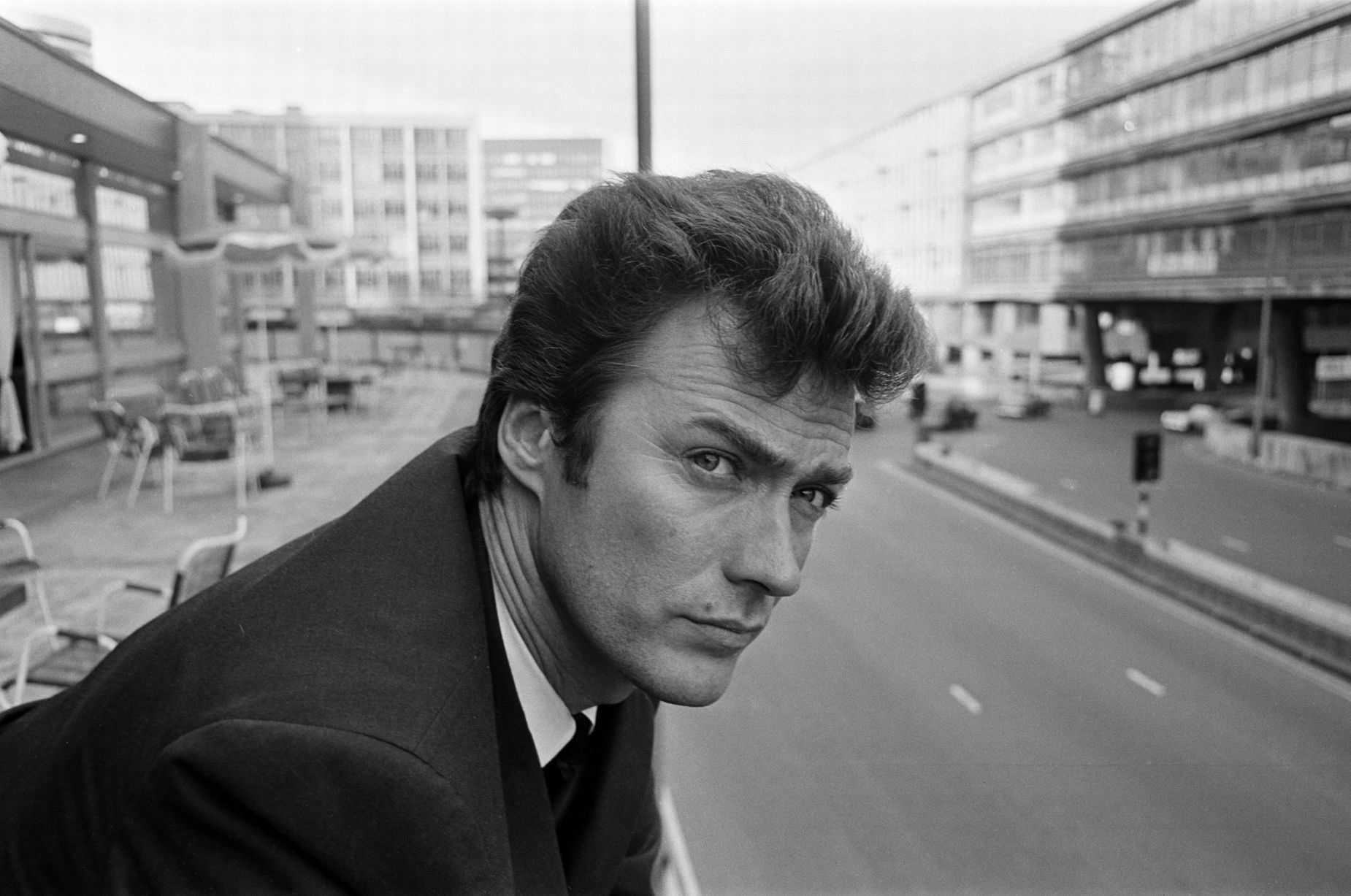 Clint Eastwood at the Albany Hotel on Smallbrook Queensway, Birmingham, 5th June 1967.