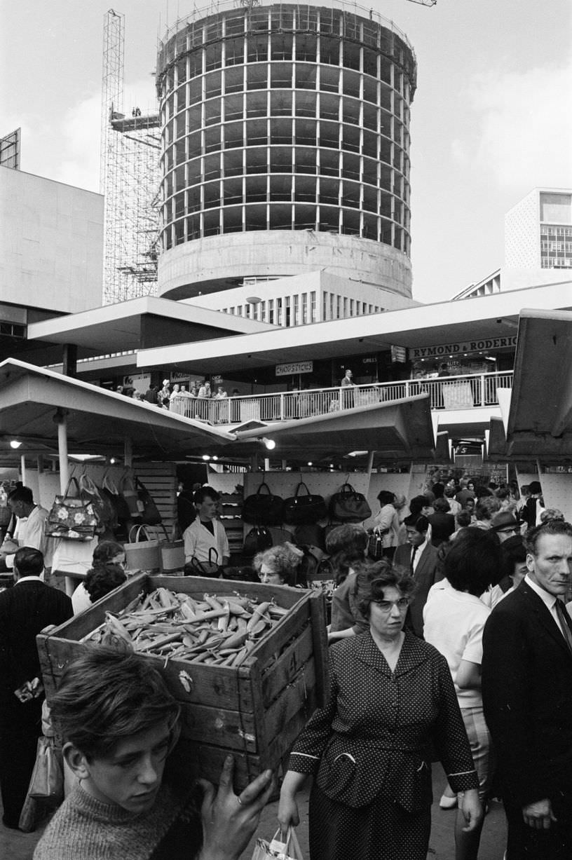 Bullring Open Air Market, Shopping Centre and Rotunda, 27th July 1963.