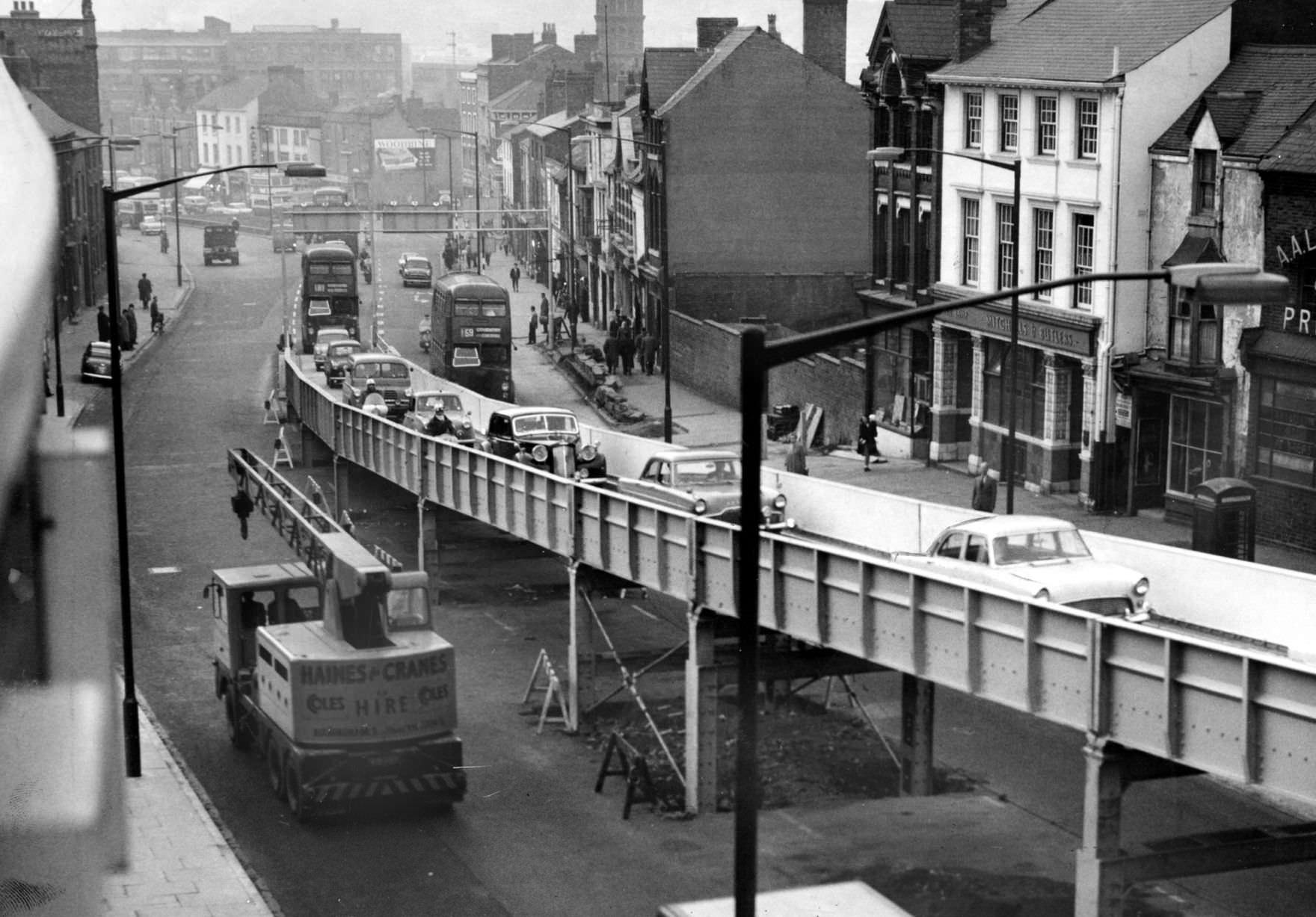 Rush hour traffic using the flyover, 17th October 1961.