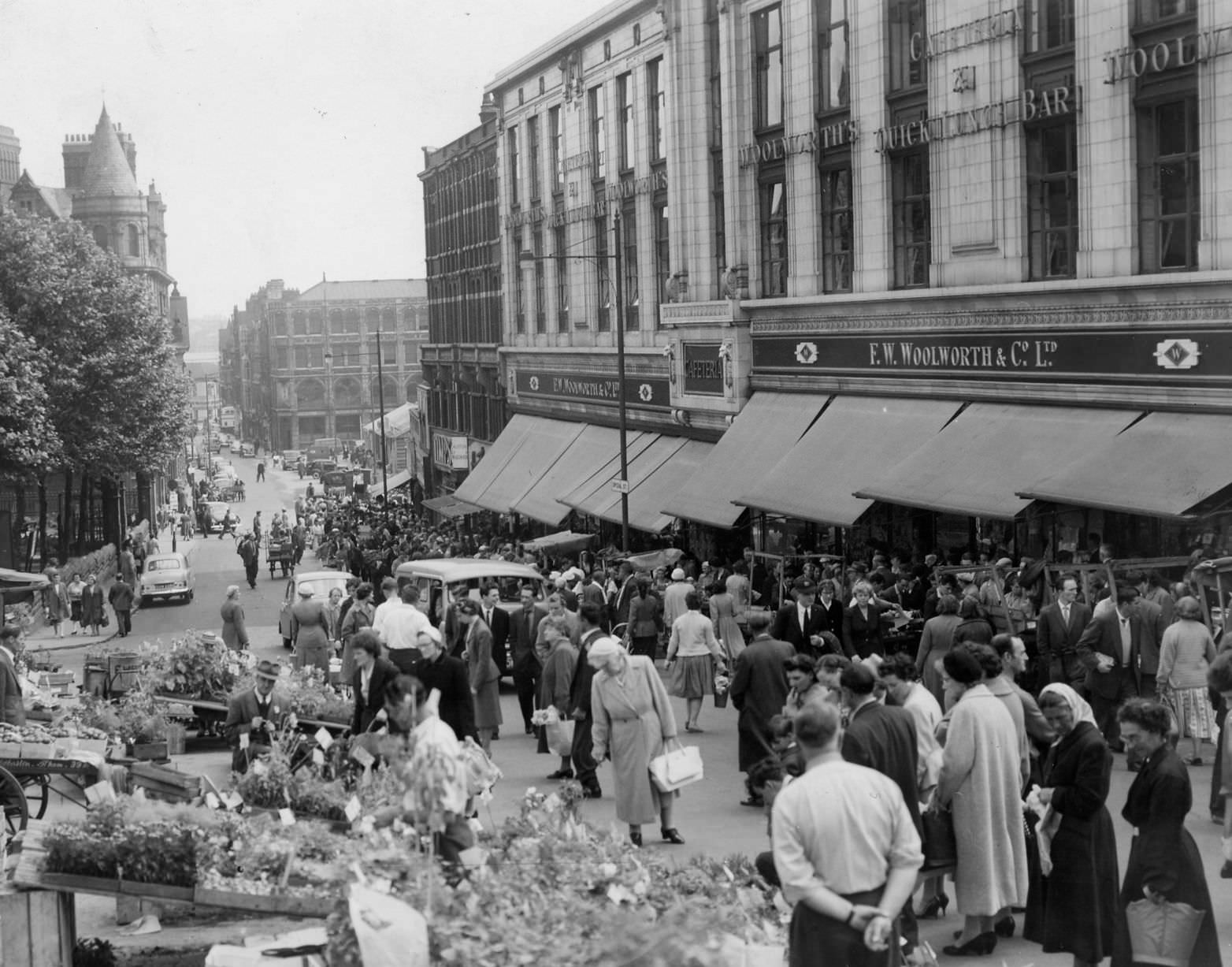 The Bull Ring in Birmingham, April 1960.