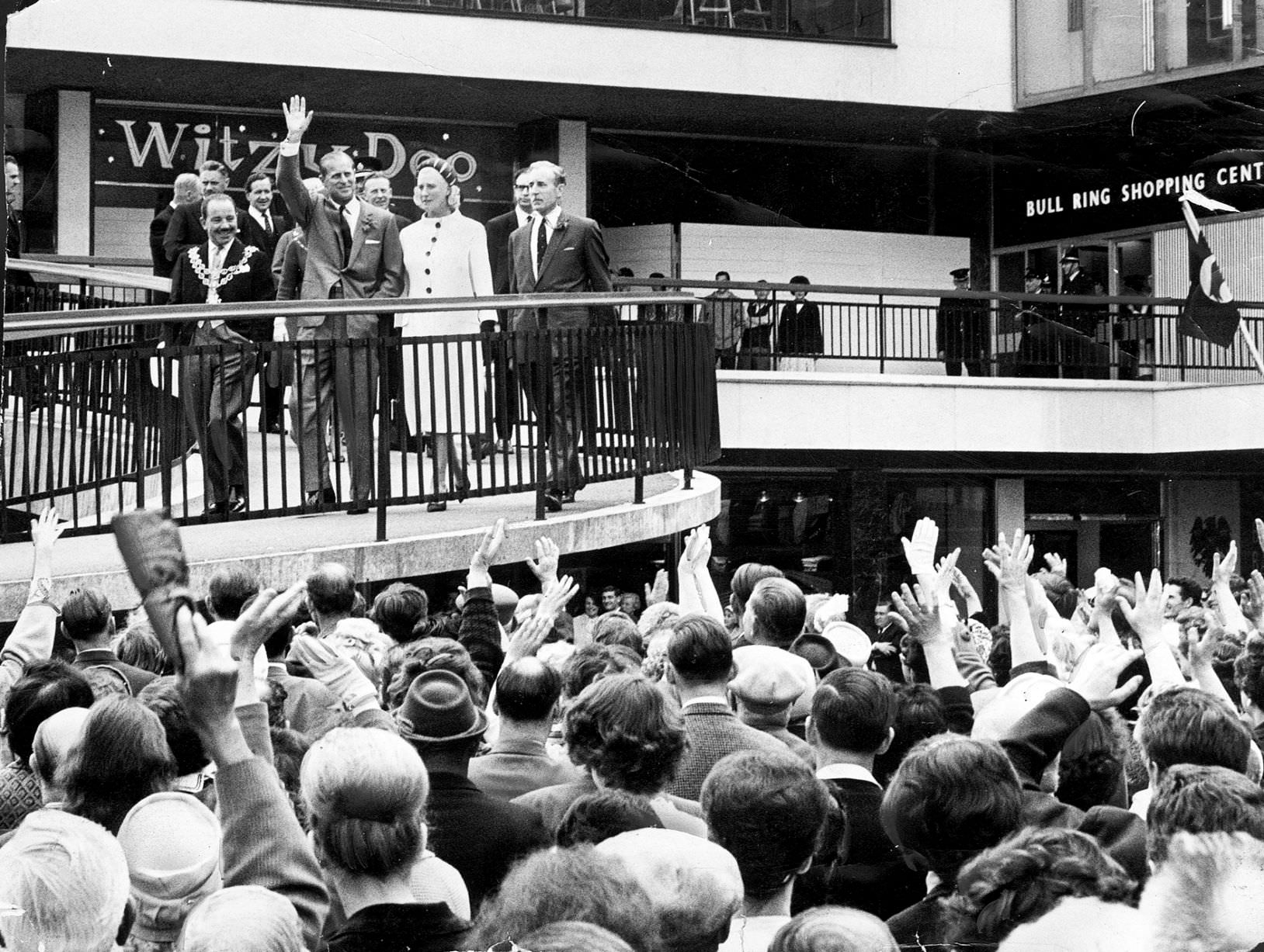 HRH Prince Philip, The Duke of Edinburgh, during his visit to Birmingham to open the Bull Ring Shopping Centre on 29th May 1964.