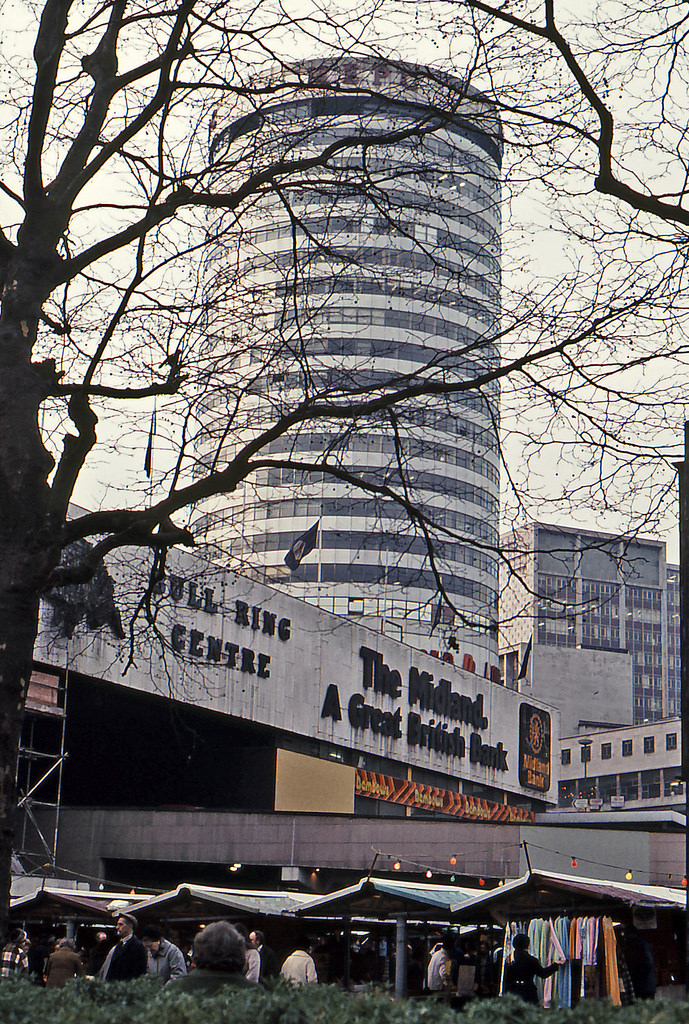 Bull Ring and Rotunda. Birmingham, December 1976