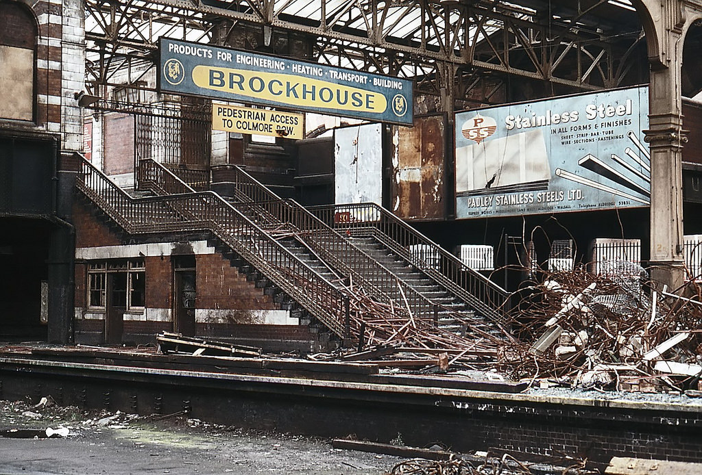 Birmingham Snow Hill station undergoing demolition on 14th May 1977