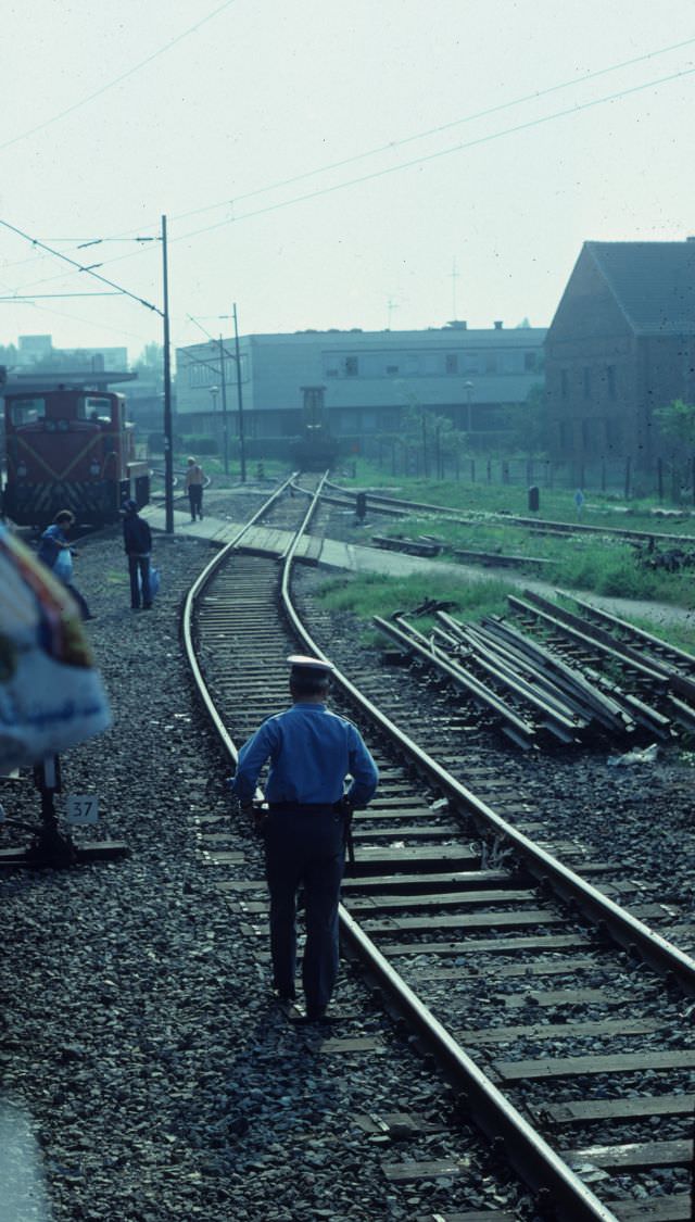 Czech border guard was inspecting the underside of the train, 1979