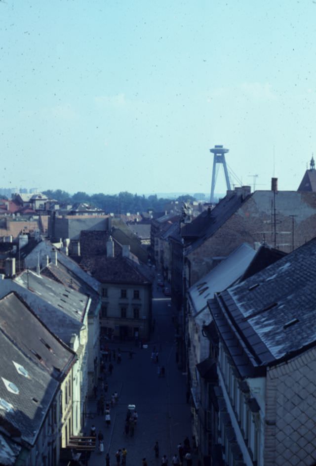 Looking toward the Danube bridge, 1979