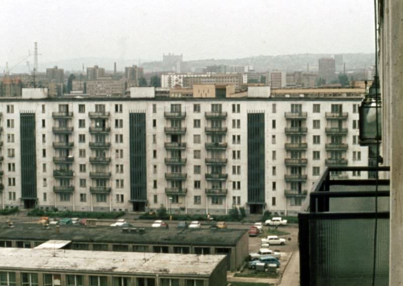 Soviet style housing with very small units and tiny elevators, Bratislava, 1975