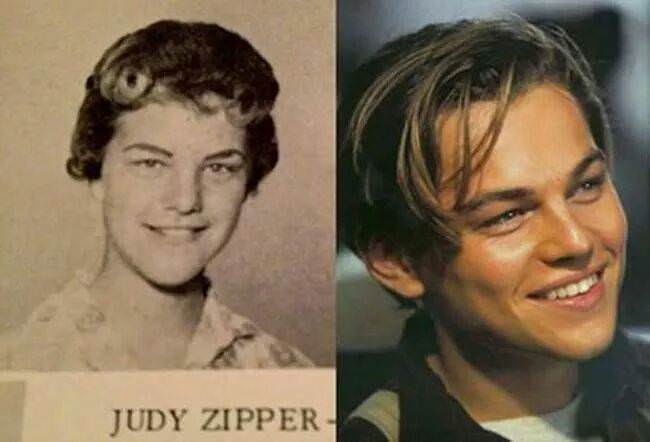 A girl named Judy Zipper, pictured in a high school yearbook circa the 1960s and Leonardo DiCaprio.
