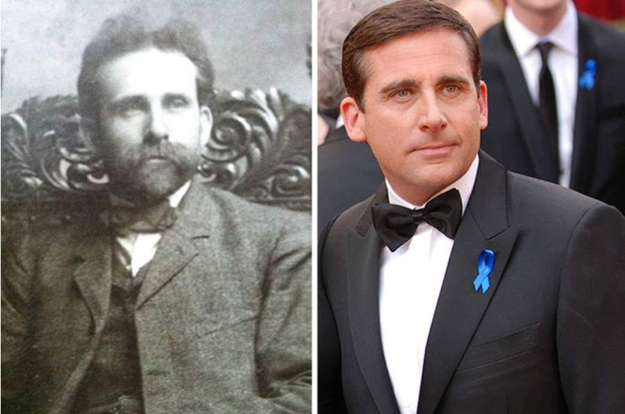 An unidentified gentleman from the distant past and Steve Carell.