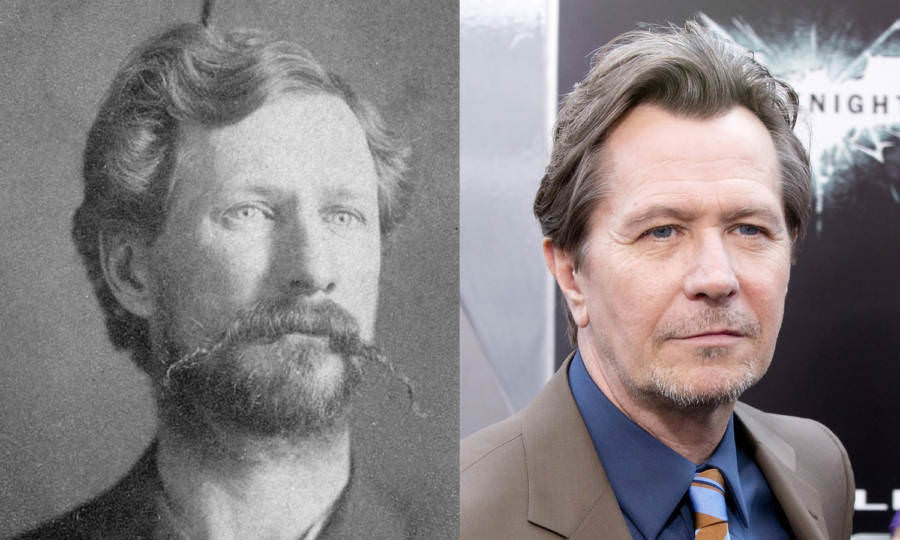 Mugshot of a convict named Albert Johnson in 1885 and Gary Oldman.