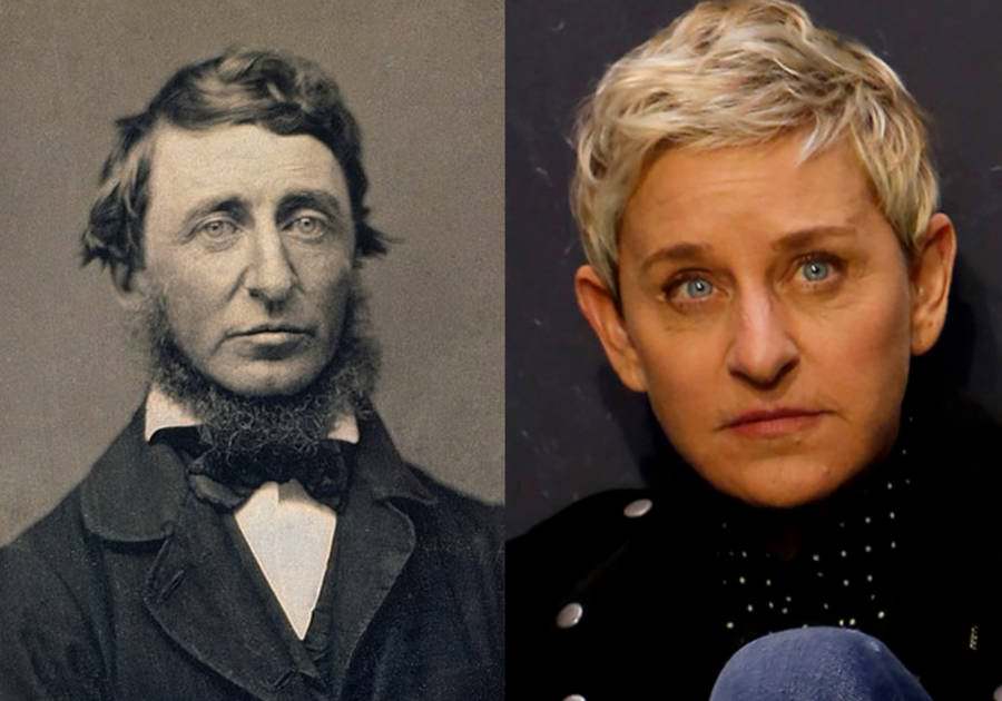 Writer Henry David Thoreau and Ellen Degeneres.