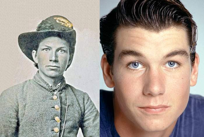 A wide-eyed, unidentified young soldier and Jerry O'Connell.